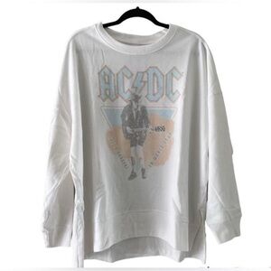 AC/DC Gray Logo White Sweatshirt